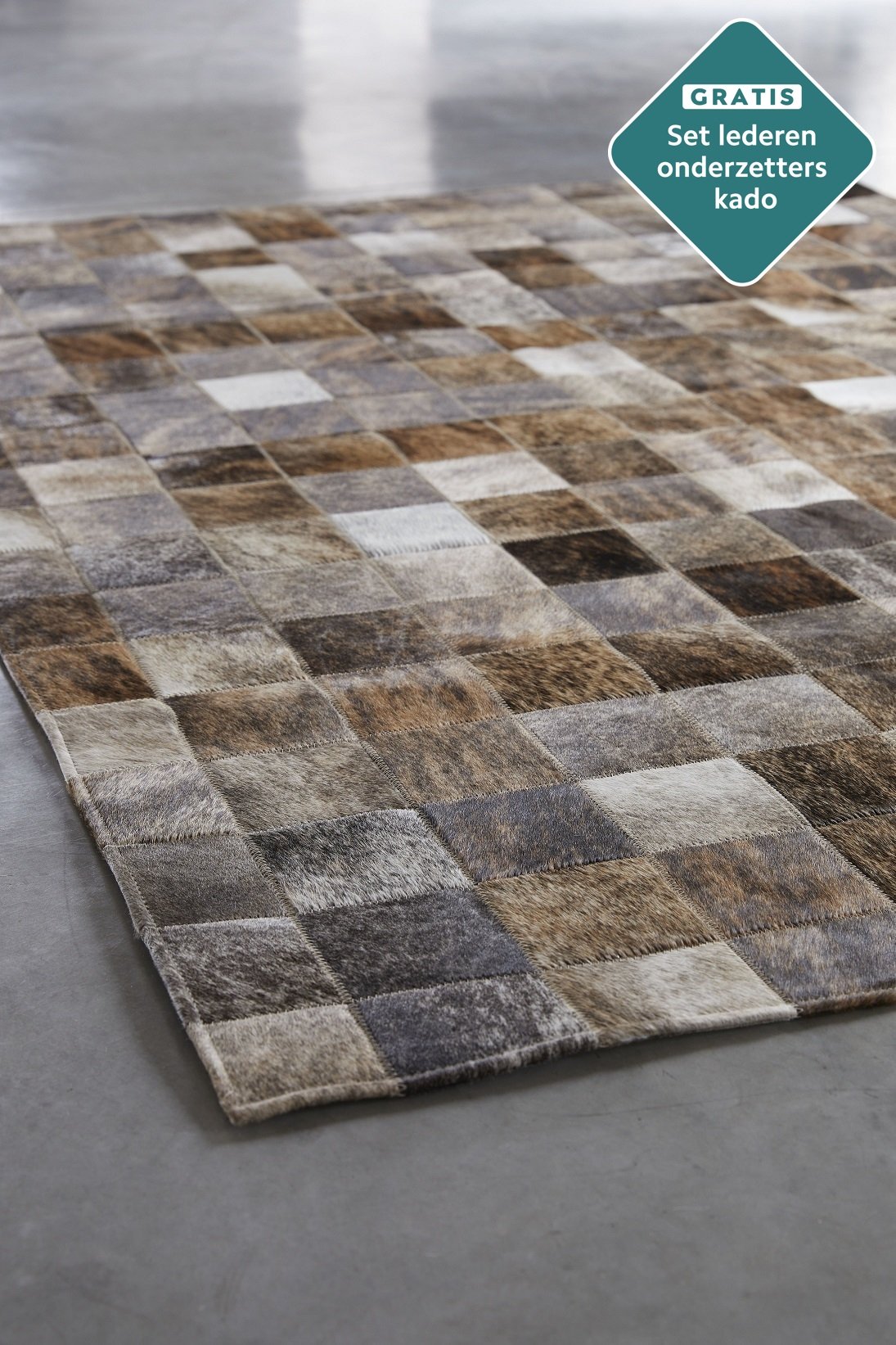 Designer Patchwork Rinderfell exotisch licht Detailansicht