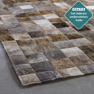 Handgenähter Patchwork Kuhfell Teppich 180x120 cm