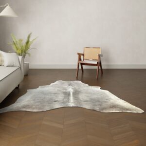 Natürliches Rinderfell dunkelgrau 220x210 cm Nahaufnahme Fell-Muster