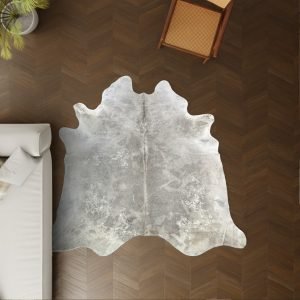 Kuhfell grau gefleckt 220x200 cm als Wohnzimmer Teppich