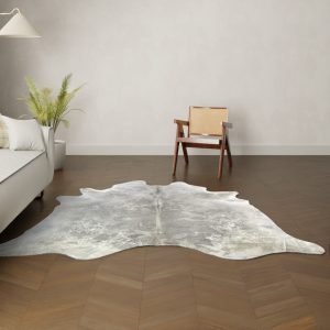 Natürliches Rinderfell grau gefleckt 220x200 cm Nahaufnahme Fell-Muster