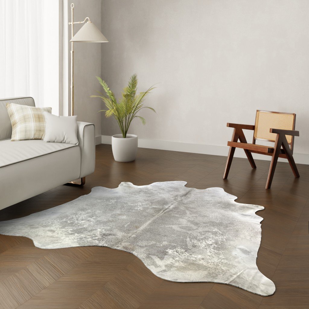 Echtes Kuhfell grau gefleckt 220x200 cm - Natürliches Rinderfell