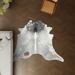 Kuhfell grau schwarz 240x240 cm als Wohnzimmer Teppich