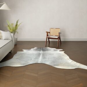 Natürliches Rinderfell dunkelgrau 240x210 cm Nahaufnahme Fell-Muster