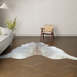 Natürliches Rinderfell grau 230x210 cm Nahaufnahme Fell-Muster