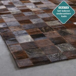 Handgenähter Patchwork Kuhfell Teppich 180x120 cm