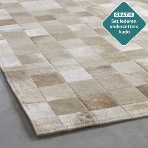 Handgenähter Patchwork Kuhfell Teppich 180x120 cm