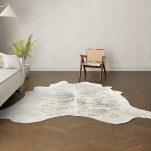 Natürliches Rinderfell creme schwarz 250x220 cm Nahaufnahme Fell-Muster