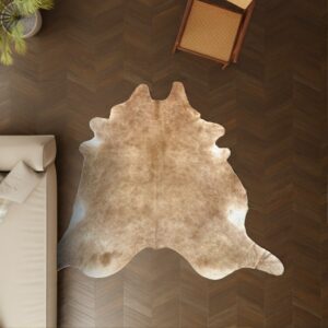 Kuhfell warmbraun 250x230 cm Riesig als Wohnzimmer Teppich