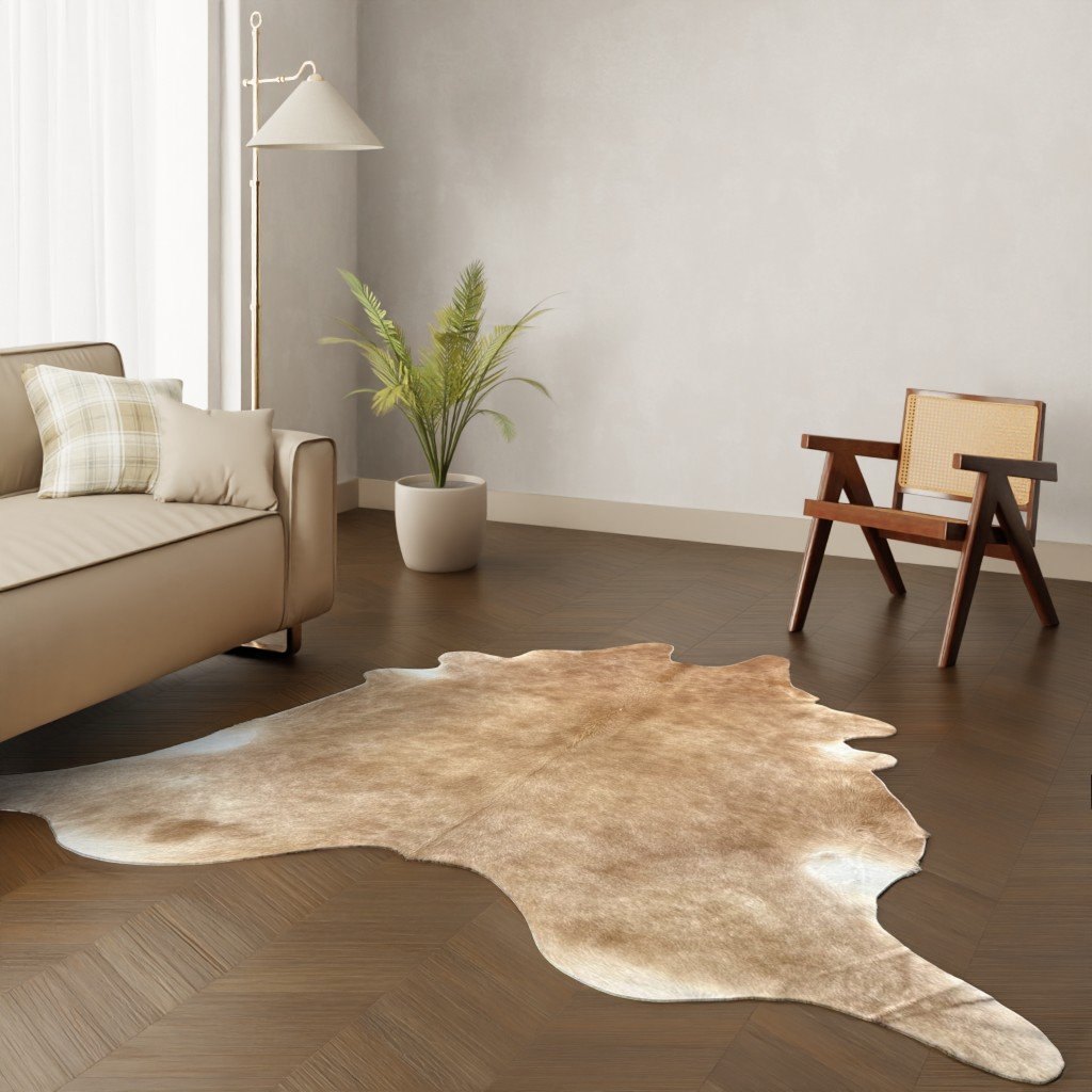 Echtes Kuhfell warmbraun 250x230 cm Riesig - Natürliches Rinderfell