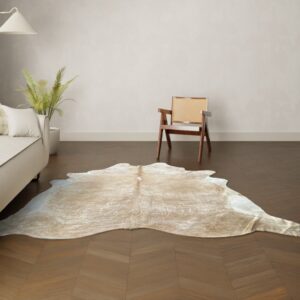 Natürliches Rinderfell hellbraun 250x240 cm Nahaufnahme Fell-Muster