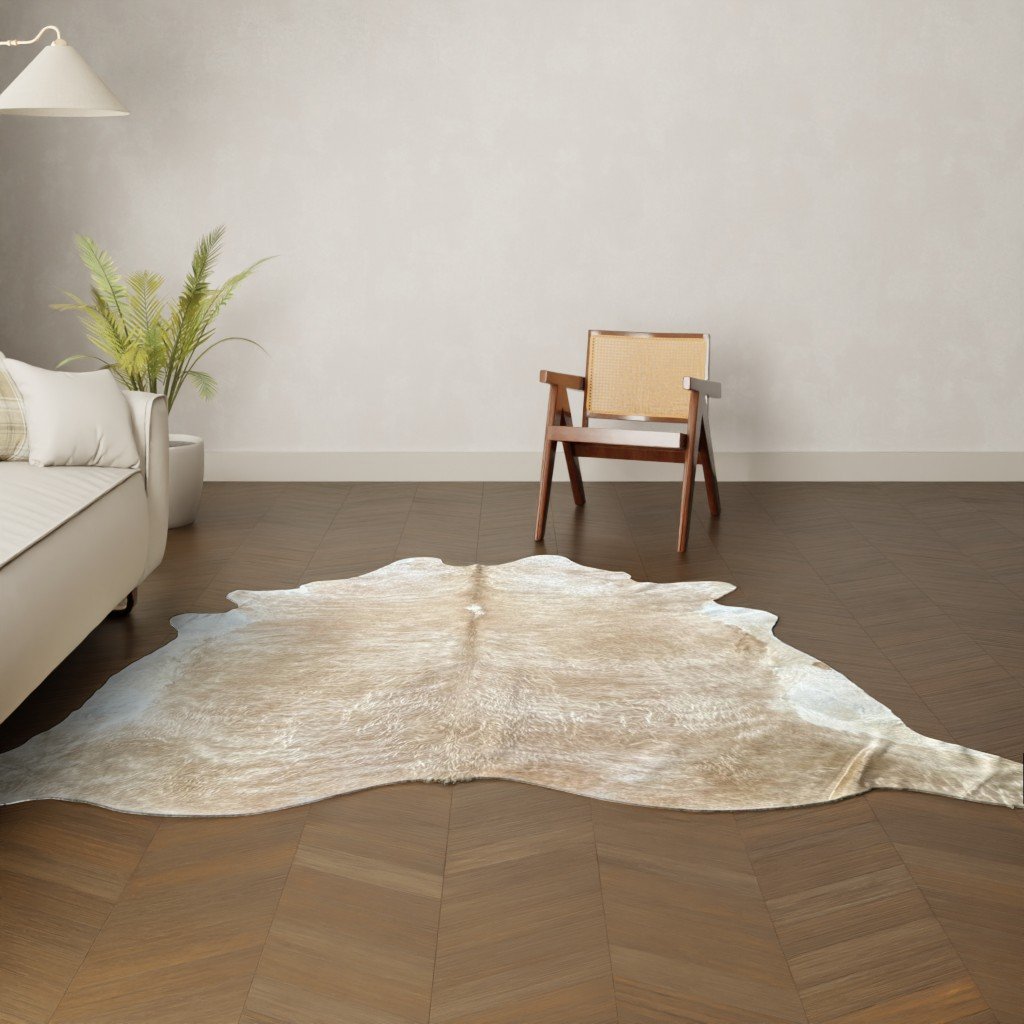 Natürliches Rinderfell hellbraun 250x240 cm Nahaufnahme Fell-Muster