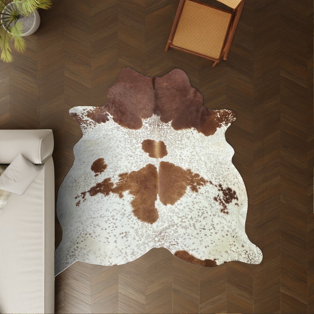 Kuhfell braun-weiss gefleckt 230x200 cm als Wohnzimmer Teppich