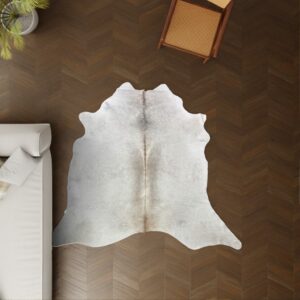 Kuhfell creme grau 210x200 cm als Wohnzimmer Teppich