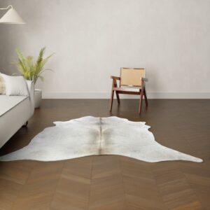 Natürliches Rinderfell creme grau 210x200 cm Nahaufnahme Fell-Muster