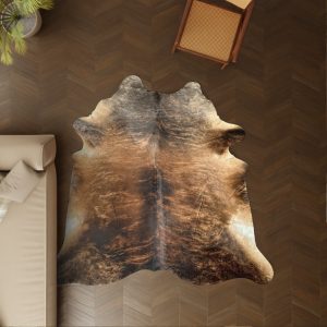 Kuhfell gestreift mittelbraun 230x210 cm als Wohnzimmer Teppich