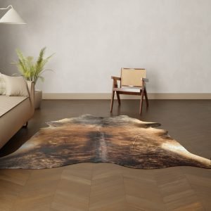 Natürliches Rinderfell gestreift mittelbraun 230x210 cm Nahaufnahme Fell-Muster