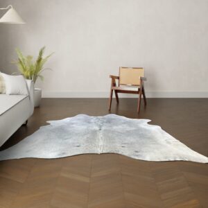 Natürliches Rinderfell grau 230x220 cm Nahaufnahme Fell-Muster