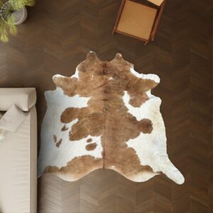 Kuhfell braun-weiss gefleckt 240x220 cm Riesig als Wohnzimmer Teppich