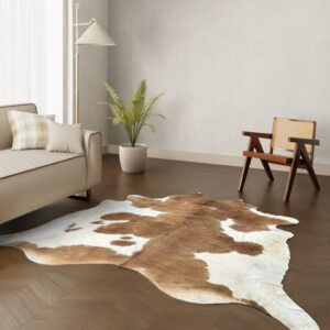 Echtes Kuhfell braun-weiss gefleckt 240x220 cm Riesig - Natürliches Rinderfell