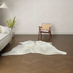 Echtes Rinderfell gefärbt Champagner gold Nahaufnahme Textur