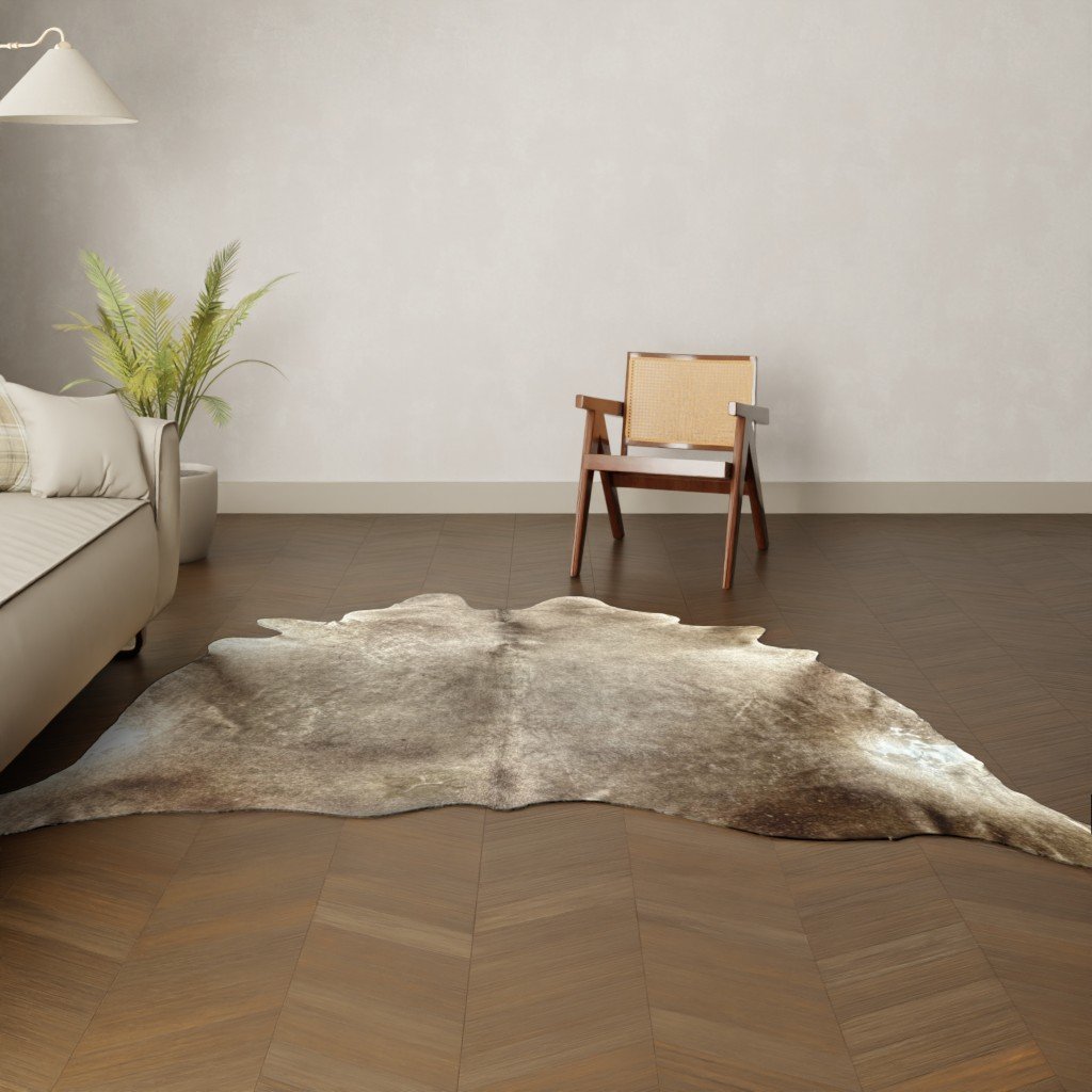 Natürliches Rinderfell taupe 240x220 cm Nahaufnahme Fell-Muster