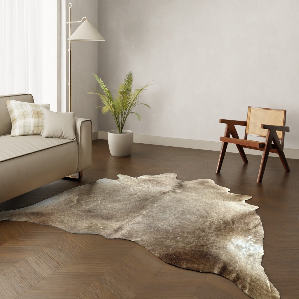 Echtes Kuhfell taupe 240x220 cm XL Extra groß - Natürliches Rinderfell