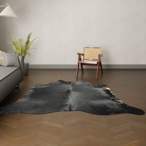 Natürliches Rinderfell schwarz 2 220x200 cm Nahaufnahme Fell-Muster