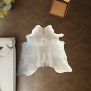 Kuhfell beige grau 200x200 cm Spezial als Wohnzimmer Teppich