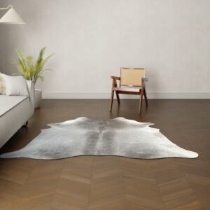 Natürliches Rinderfell taupe dunkelgrau 220x190 cm Nahaufnahme Fell-Muster