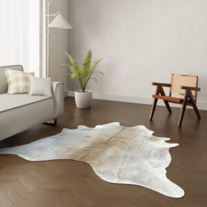 Echtes Kuhfell beige grau 220x220 cm - Natürliches Rinderfell