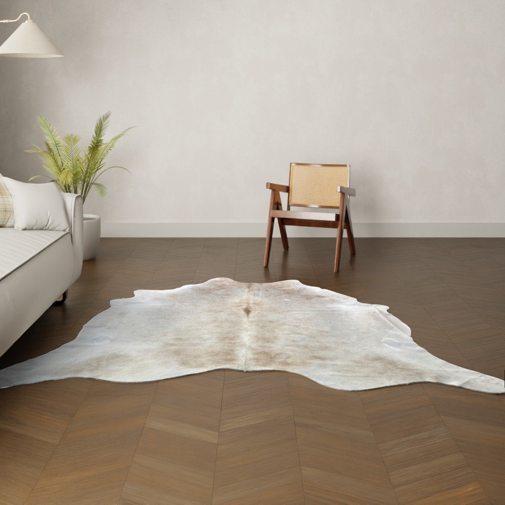 Natürliches Rinderfell camel grau 230x210 cm Nahaufnahme Fell-Muster