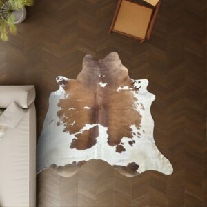 Kuhfell braun-weiss gefleckt 230x220 cm als Wohnzimmer Teppich