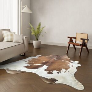Echtes Kuhfell braun-weiss gefleckt 230x220 cm - Natürliches Rinderfell