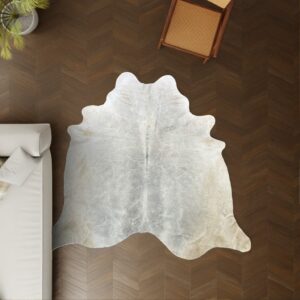 Kuhfell grau creme 230x200 cm als Wohnzimmer Teppich