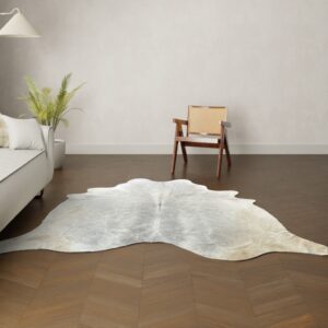 Natürliches Rinderfell grau creme 230x200 cm Nahaufnahme Fell-Muster