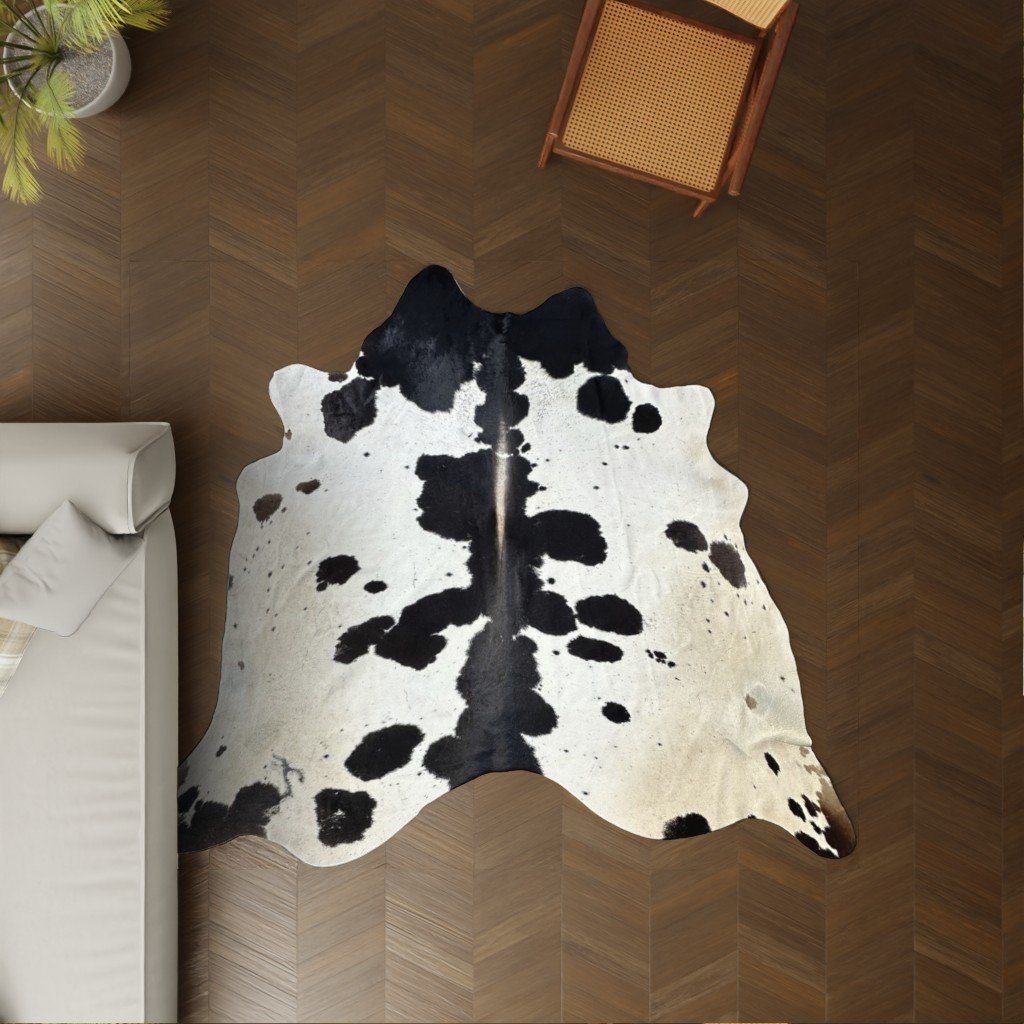 Kuhfell braun gefleckt 230x200 cm als Wohnzimmer Teppich
