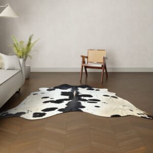 Natürliches Rinderfell braun gefleckt 230x200 cm Nahaufnahme Fell-Muster