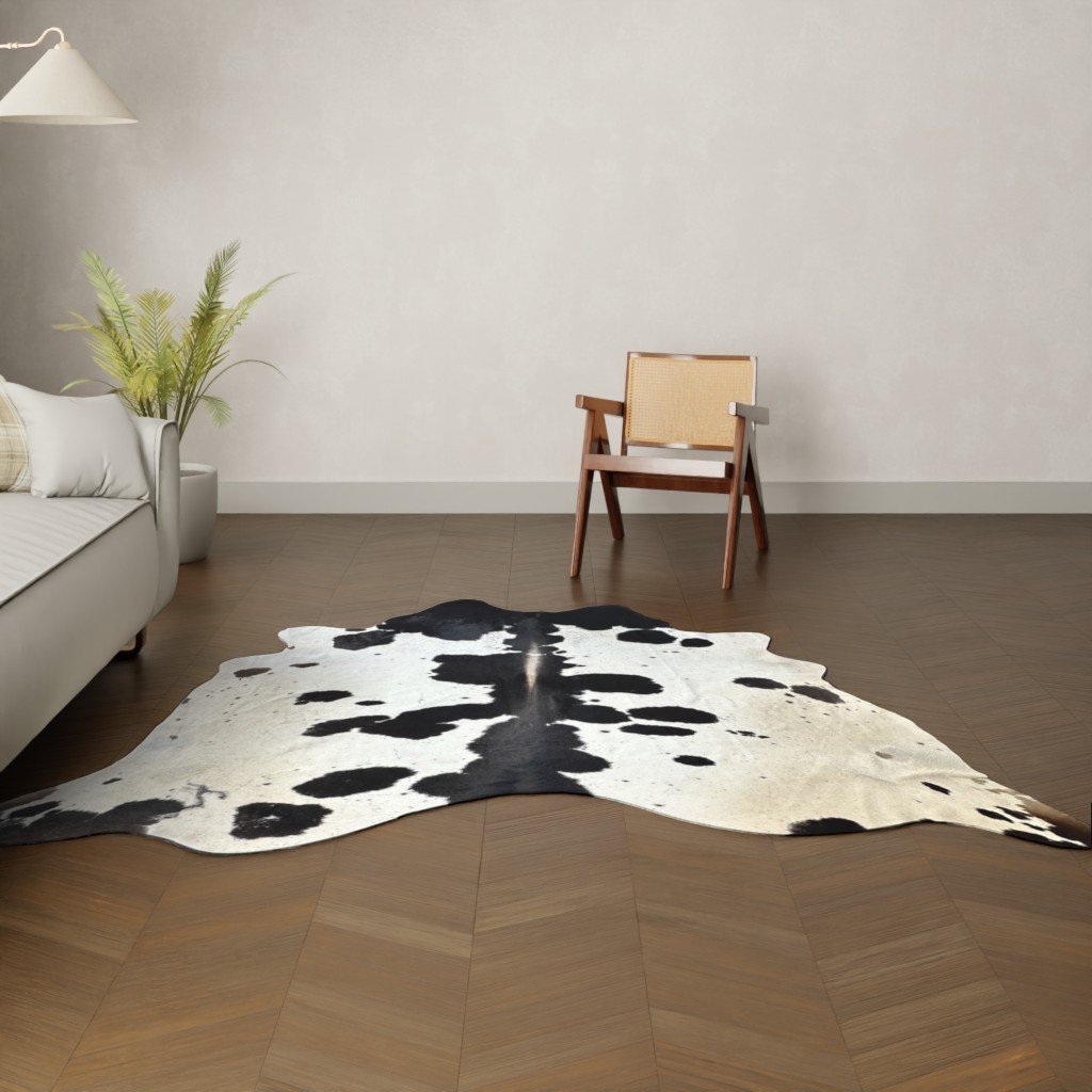 Natürliches Rinderfell braun gefleckt 230x200 cm Nahaufnahme Fell-Muster