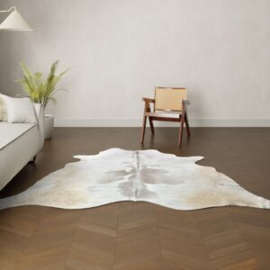 Natürliches Rinderfell weiss grau 240x220 cm Nahaufnahme Fell-Muster