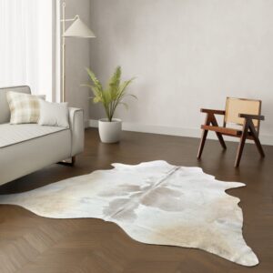 Echtes Kuhfell weiss grau 240x220 cm XL Extra groß - Natürliches Rinderfell