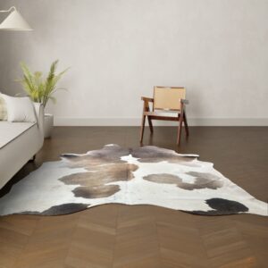 Natürliches Rinderfell braun-weiss gefleckt 240x200 cm Nahaufnahme Fell-Muster