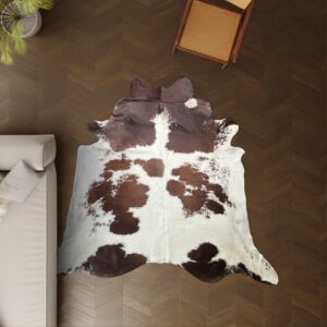 Kuhfell braun-weiss gefleckt 240x230 cm XL Extra groß als Wohnzimmer Teppich