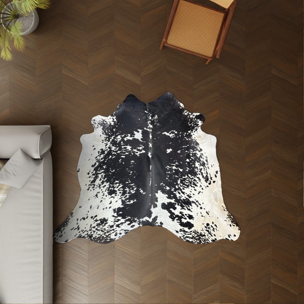 Kuhfell Salt and Pepper 200x190 cm Klein als Wohnzimmer Teppich