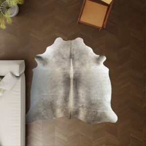 Kuhfell taupe dunkelgrau 210x180 cm Spezial als Wohnzimmer Teppich