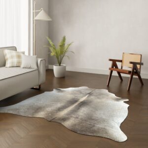 Echtes Kuhfell taupe dunkelgrau 210x180 cm Spezial - Natürliches Rinderfell