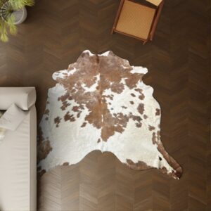 Kuhfell weiss gefleckt 250x220 cm Riesig als Wohnzimmer Teppich