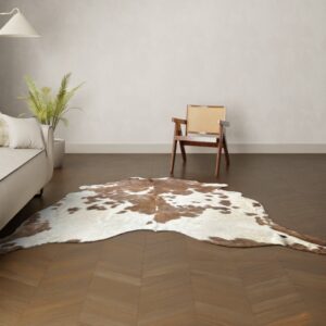 Natürliches Rinderfell weiss gefleckt 250x220 cm Nahaufnahme Fell-Muster