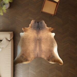 Kuhfell cognac dunkel 220x200 cm XL groß als Wohnzimmer Teppich