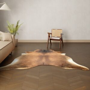 Natürliches Rinderfell cognac dunkel 220x200 cm Nahaufnahme Fell-Muster